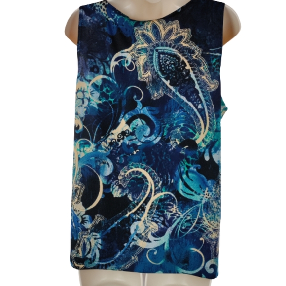 Easywear by chico Womens multicolor blue tank top size 2 chico size L sleeveless - Picture 2 of 16